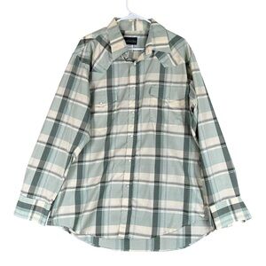Ruddock Bros Men’s XL Green Plaid Western Pearl Snap Shirt VTG Vintage Rodeo